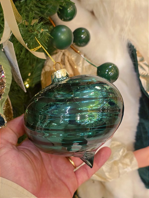 ORNAMENTO DE VIDRO VERDE 12CM - PRÉ VENDA 2026