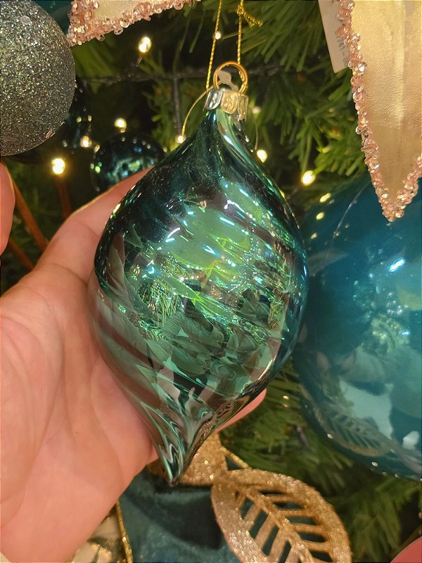 ORNAMENTO DE VIDRO VERDE 16CM - PRÉ VENDA 2026