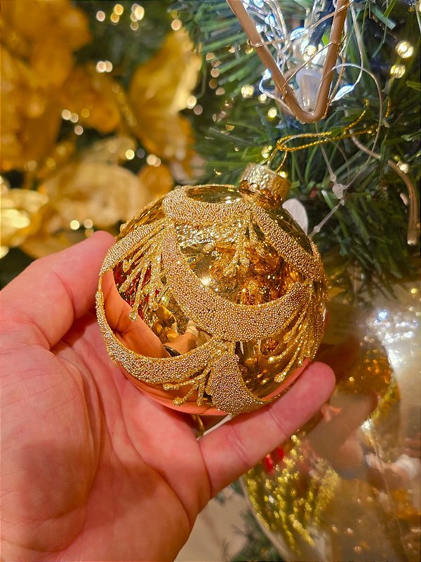 BOLA DE VIDRO DOURADA 8CM - PRÉ VENDA 2026