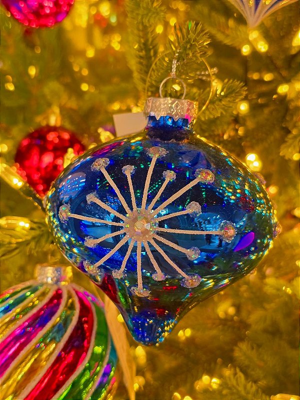 ORNAMENTO DE VIDRO AZUL 11,4CM - PRÉ VENDA 2026