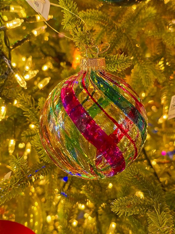 BOLA DE VIDRO DECORADA COLORIDA 8CM - PRÉ VENDA 2026