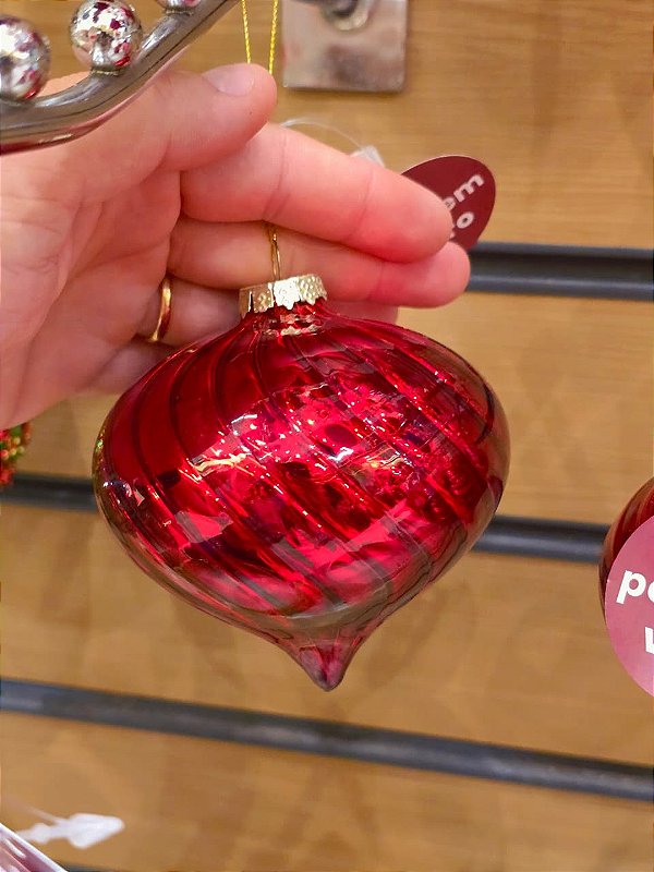 ORNAMENTO DE VIDRO VERMELHO 8CM - PRÉ VENDA 2026