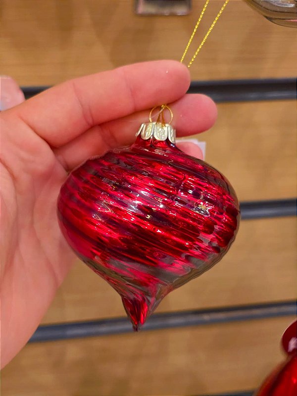 ORNAMENTO DE VIDRO VERMELHO 10CM - PRÉ VENDA 2026