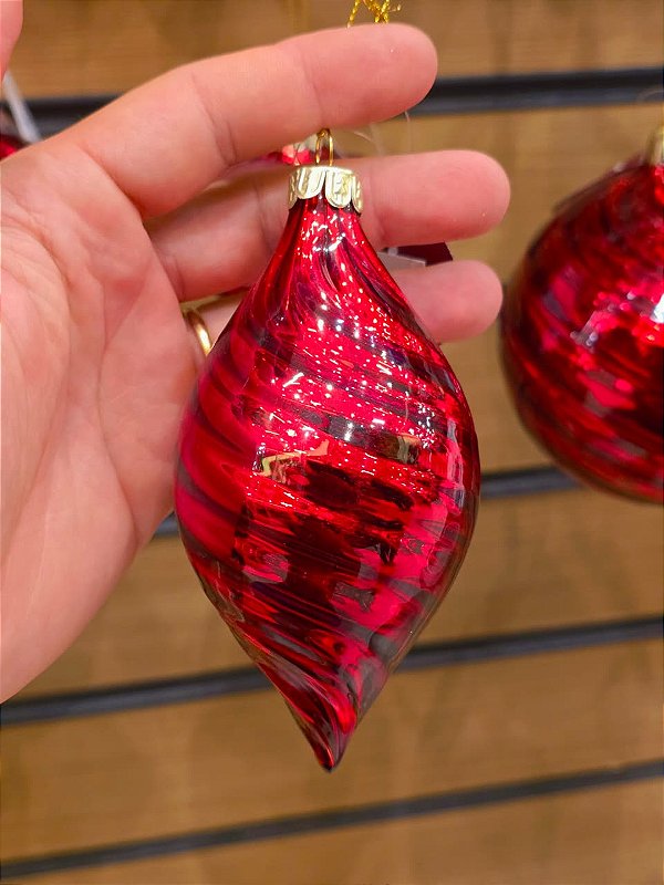 ORNAMENTO DE VIDRO VERMELHO 13CM - PRÉ VENDA 2026