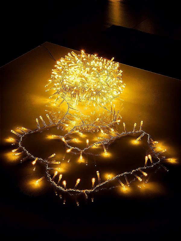 PISCA FESTÃO SUPER STROBO 500 LEDS 10 METROS WARM FIO TRANSPARENTE BIVOLT - PRÉ VENDA 2026