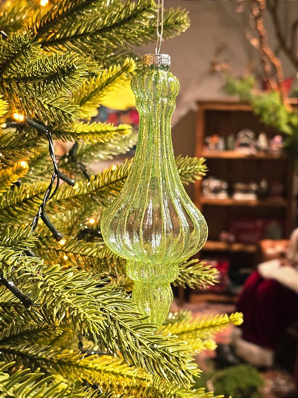 ORNAMENTO DE VIDRO VERDE TRANSLUCIDO 16,5CM