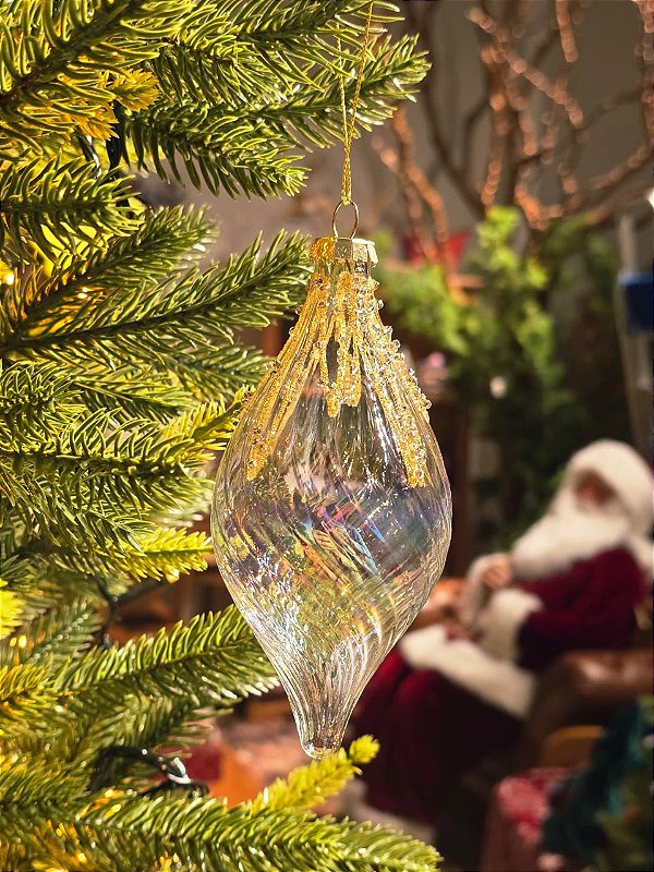 ORNAMENTO GOTA DE VIDRO TRANSPARENTE 6CM
