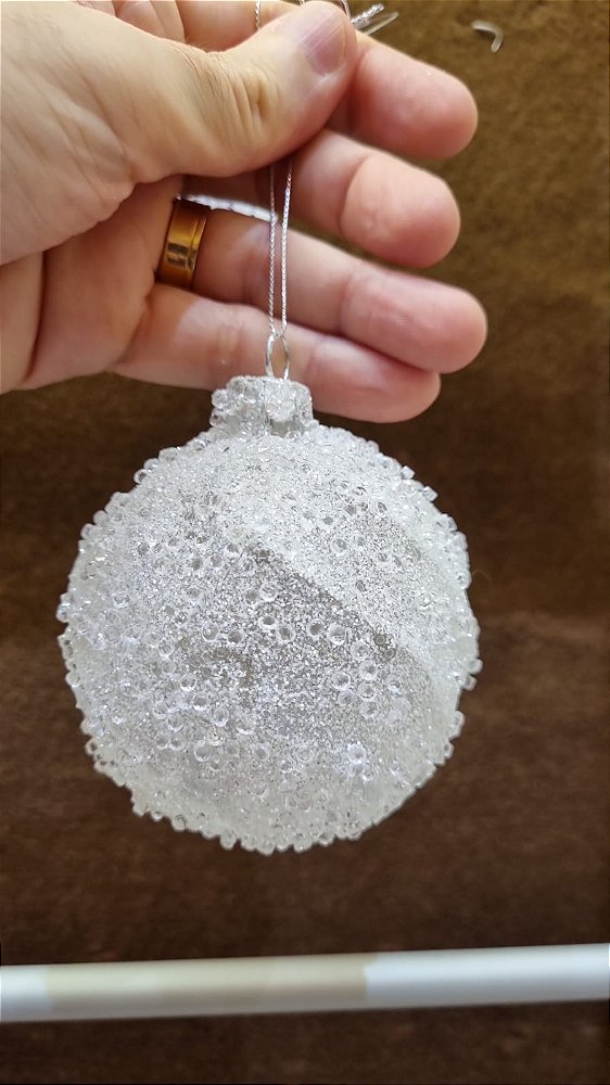 BOLA DE VIDRO BRANCA 8CM - PRÉ VENDA 2026