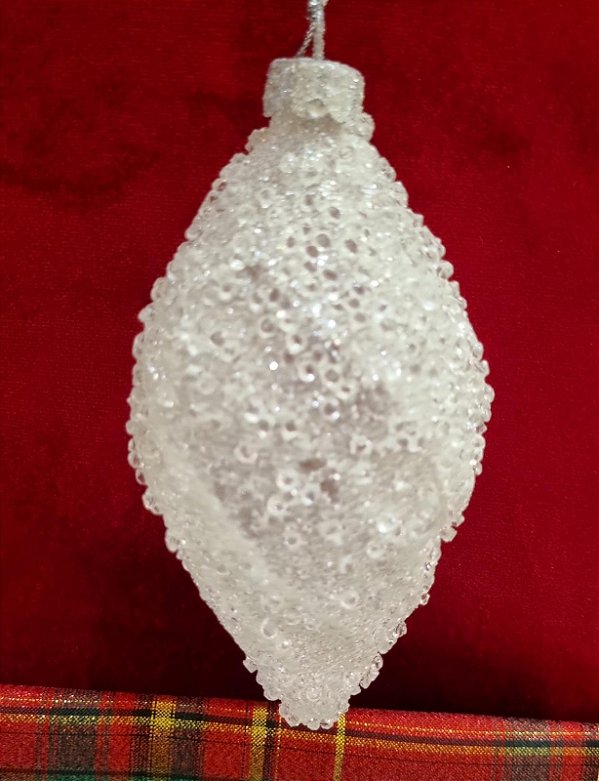 ORNAMENTO DE VIDRO BRANCO 13CM - PRÉ VENDA 2026