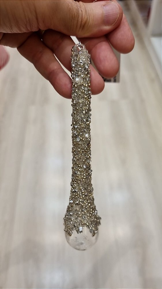 ORNAMENTO GOTA DE VIDRO DOURADA 17CM - PRÉ VENDA 2026