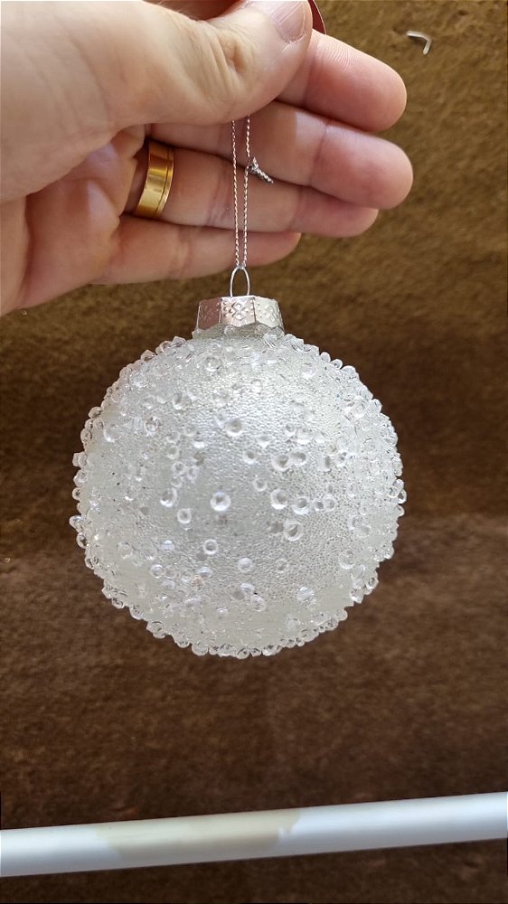 BOLA DE VIDRO BRANCA TRANSPARENTE 8CM - PRÉ VENDA 2026