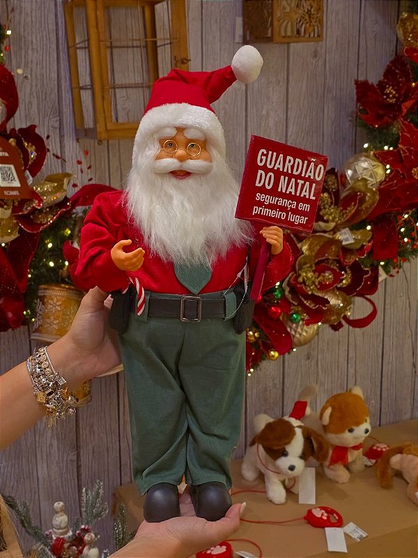 PAPAI NOEL EM PÉ POLICIAL 45CM - PRÉ VENDA 2026