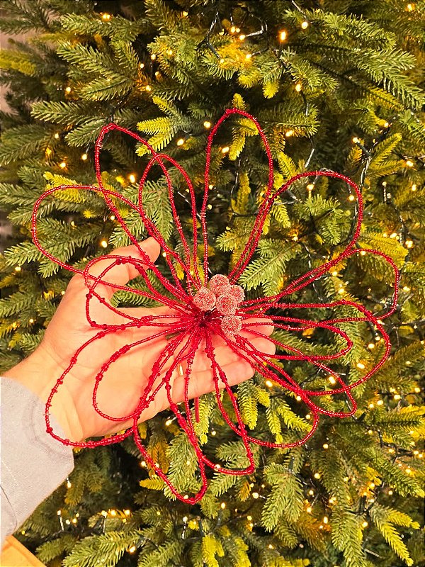 FLOR ARAMADA MIÇANGAS VERMELHA 32CM