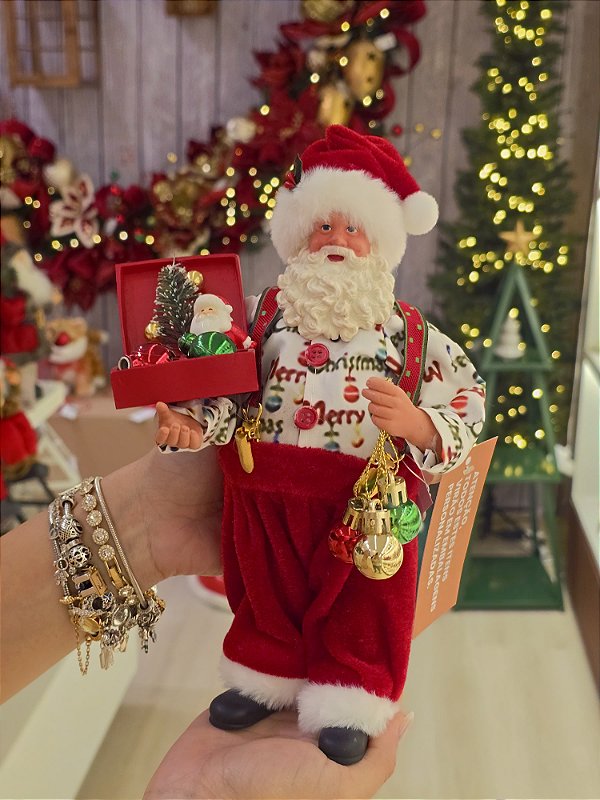 PAPAI NOEL COLECIONÁVEL CLÁSSICO COM PRESENTES 28CM - PRÉ VENDA 2026