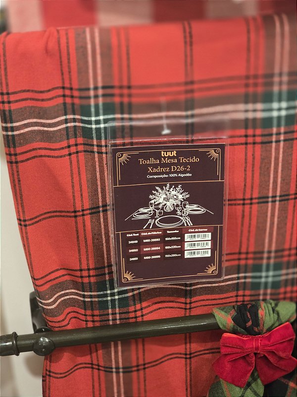 TOALHA DE MESA TECIDO XADREZ VERMELHO 1.50X1.50CM - PRÉ VENDA 2026
