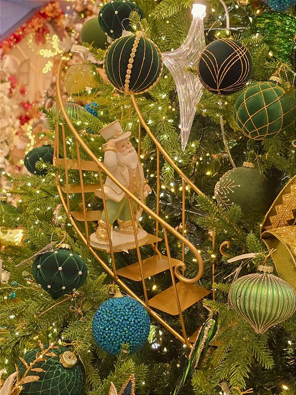 ESCADA DECORATIVA EM METAL DOURADA ESQUERDO 43CM - PRÉ VENDA 2026