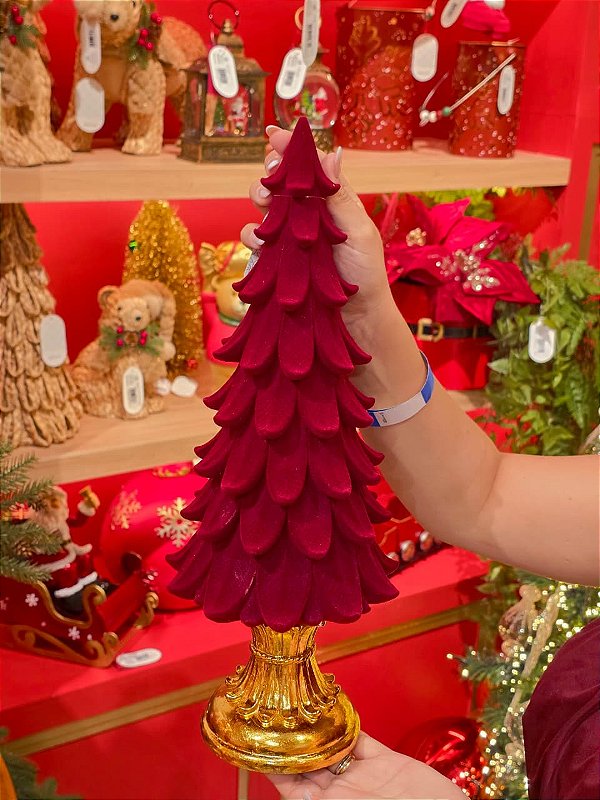 ÁRVORE EM RESINA VELUDO VERMELHO 41CM - PRÉ VENDA 2026