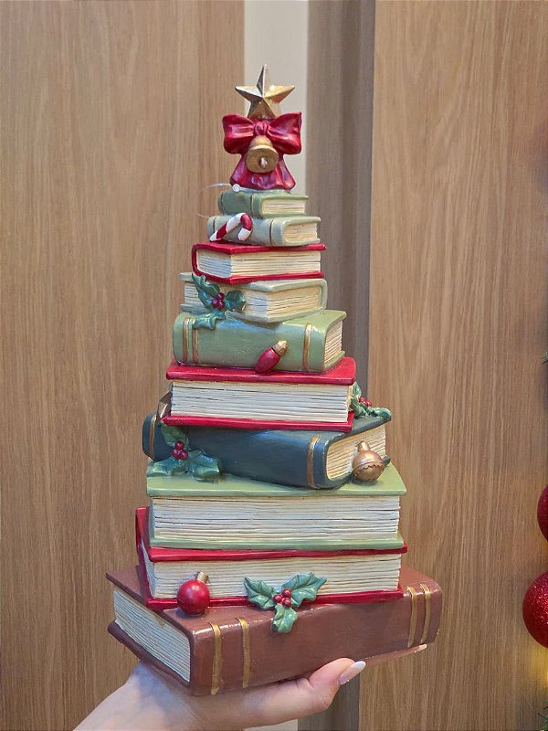ÁRVORE DE LIVROS EM RESINA 32,5CM - PRÉ VENDA 2026