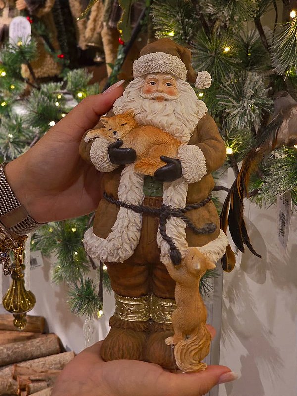 PAPAI NOEL CASTANHO COM ANIMAIS 24CM - PRÉ VENDA 2026