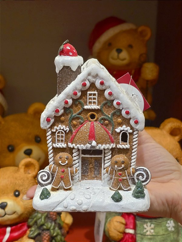 CASA GINGER EM RESINA COM LED 14CM - PRÉ VENDA 2026