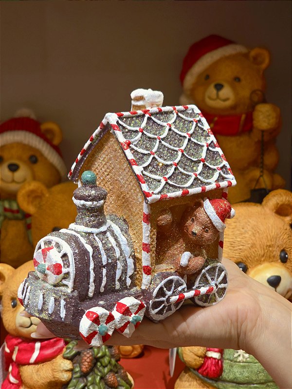 TREM CASINHA GINGER EM RESINA 20CM - PRÉ VENDA 2026