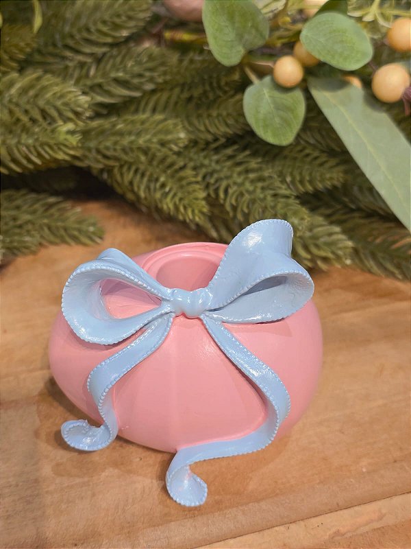 CASTIÇAL OVO DE COELHO ROSA 9CM