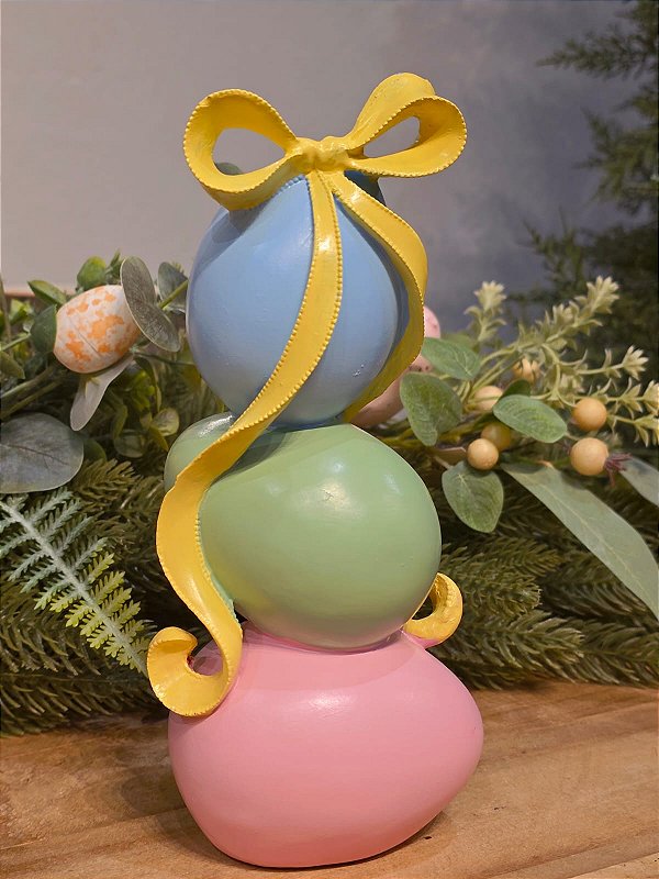 PORTA VELAS OVOS EMPILHADOS 21CM