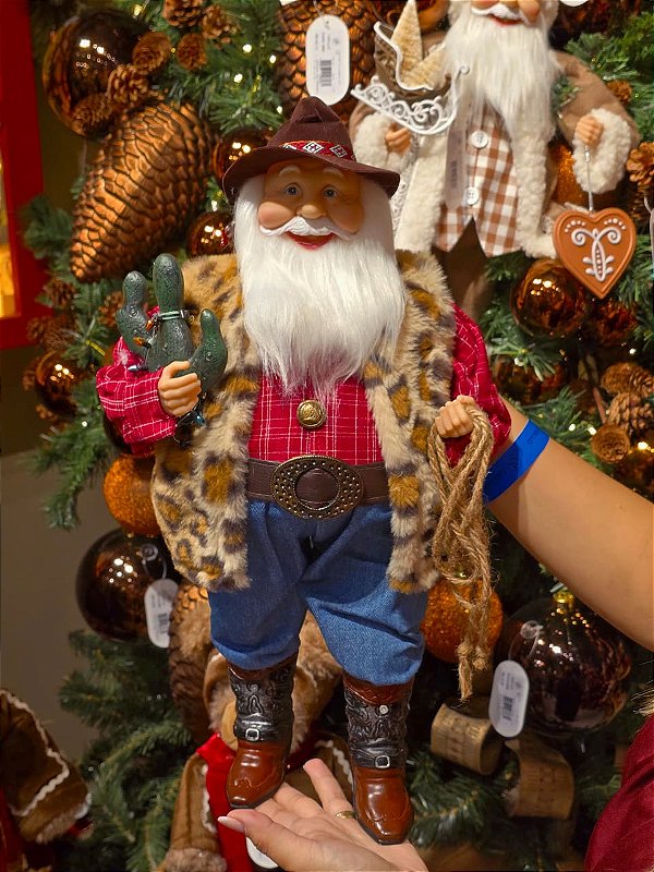 PAPAI NOEL EM PÉ COLEÇÃO COWBOY 46CM - PRÉ VENDA 2026