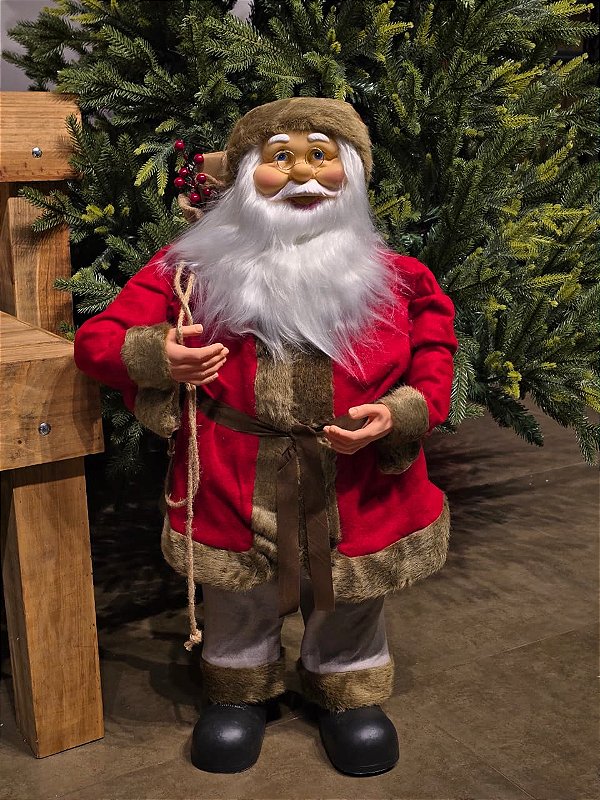 PAPAI NOEL EM PÉ TRADICIONAL VERMELHO 80CM