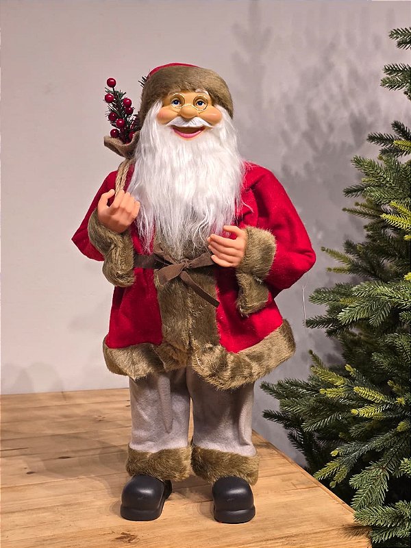 PAPAI NOEL EM PÉ TRADICIONAL VERMELHO 60CM
