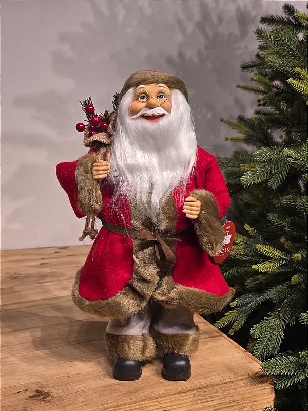 PAPAI NOEL EM PÉ TRADICIONAL VERMELHO 40CM
