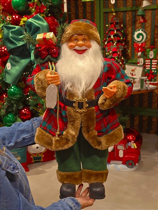 PAPAI NOEL EM PÉ TRADICIONAL VERMELHO E VERDE 60CM - PRÉ VENDA 2026