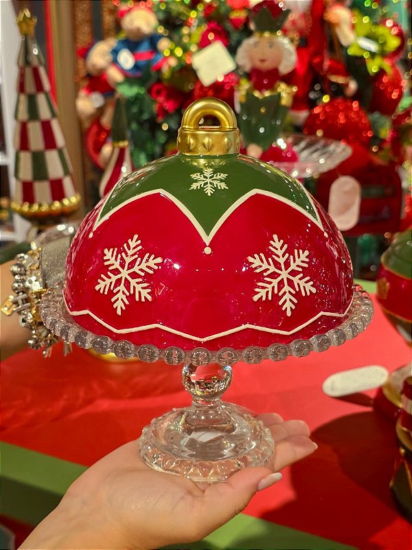 BASE PARA DOCES COM TAMPA DE BOLA EM CERÂMICA 21CM - PRÉ VENDA 2026