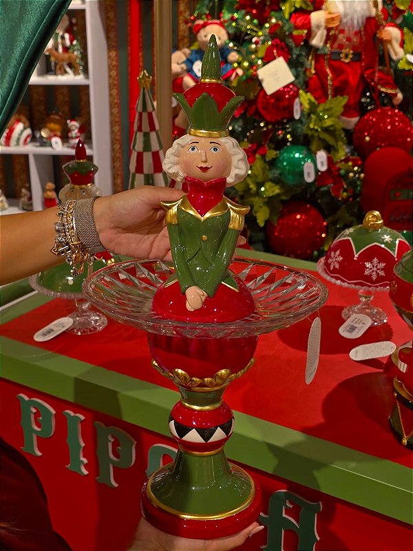 SUPORTE DE VIDRO PARA DOCES EM FORMATO DE SOLDADO EM CERÂMICA 49CM - PRÉ VENDA 2026