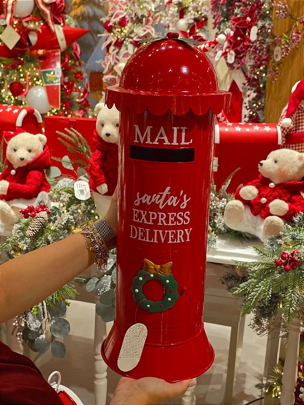 CAIXA DE CORREIO VERMELHA EM METAL 43CM - PRÉ VENDA 2026