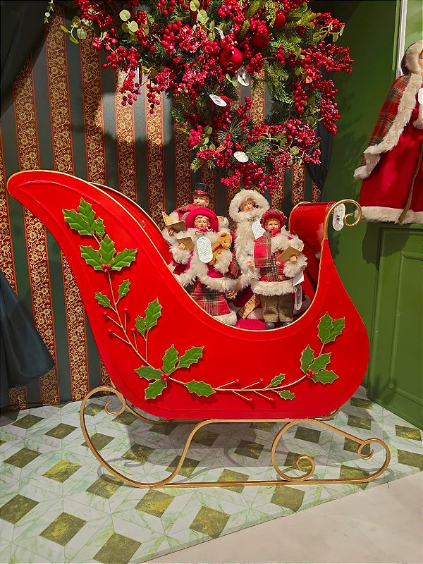 TRENO EM METAL VERMELHO 102CM USO INTERNO E EXTERNO - PRÉ VENDA 2026