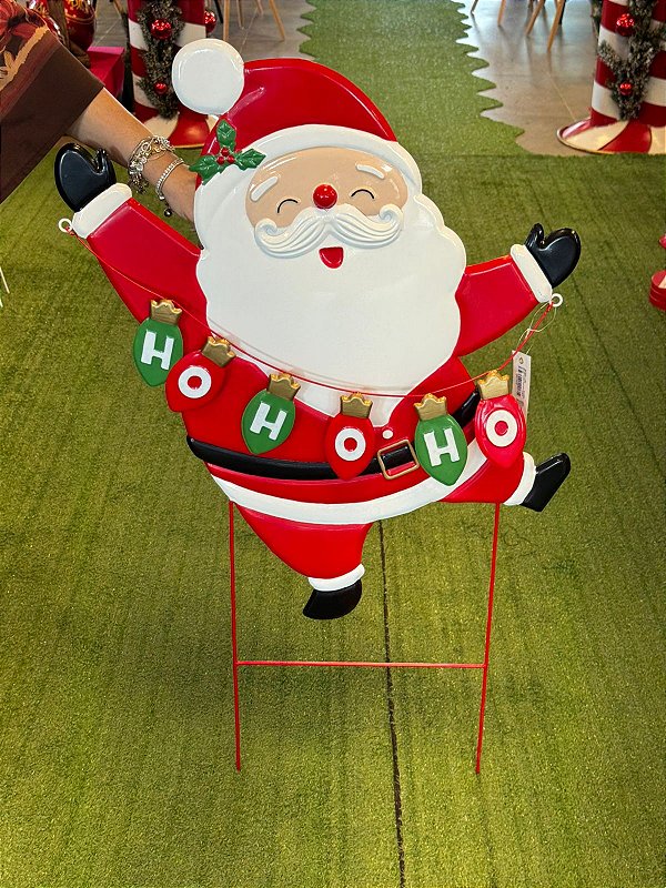 PLACA EM METAL PAPAI NOEL FELIZ 100CM USO EXTERNO - PRÉ VENDA 2026