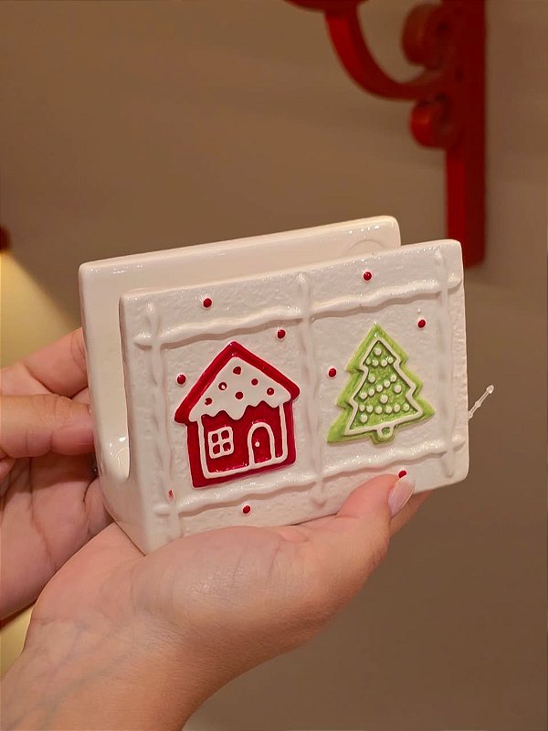 PORTA GUARDANAPO EM CERÂMICA BISCOITOS 11CM - PRÉ VENDA 2026