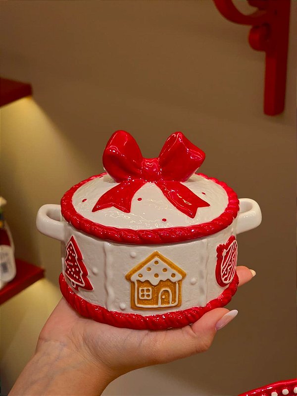 SOPEIRA COM TAMPA E ALÇA EM CERÂMICA BISCOITOS 11CM - PRÉ VENDA 2026