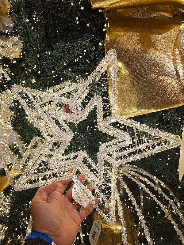 ESTRELA 50CM ARAMADA COM ACRÍLICO FIO DE FADA WARM BIVOLT - PRÉ VENDA 2026