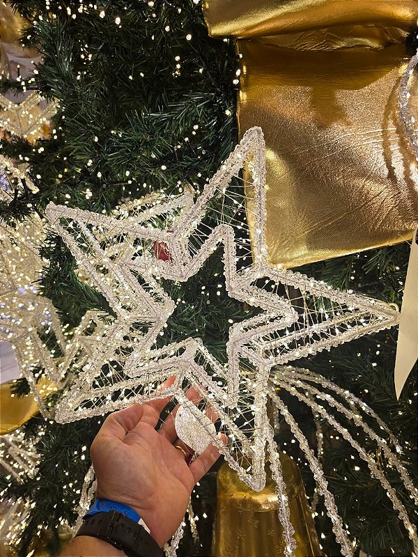 ESTRELA 40CM ARAMADA COM ACRÍLICO FIO DE FADA WARM BIVOLT - PRÉ VENDA 2026