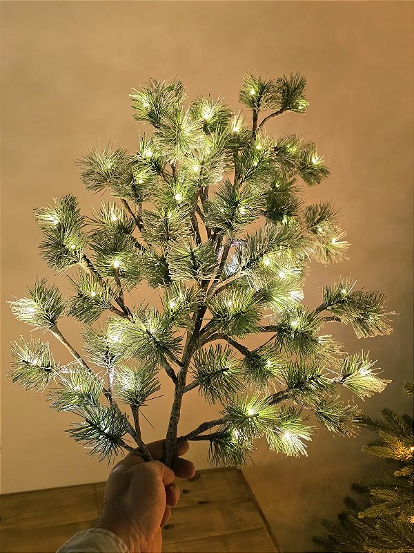 GALHO ARAMADO NEVADO COM 72 LEDS 73CM BIVOLT