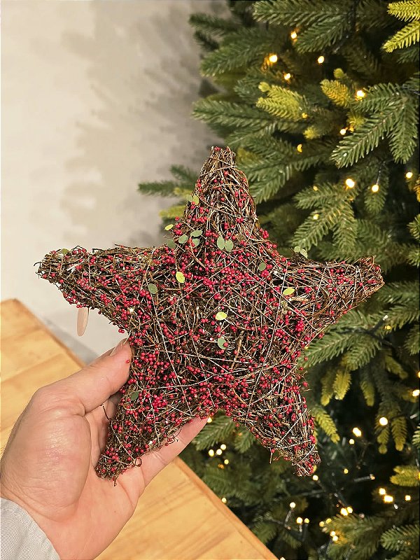 ESTRELA ARAMADA MICRO BERRY VERMELHA 20CM