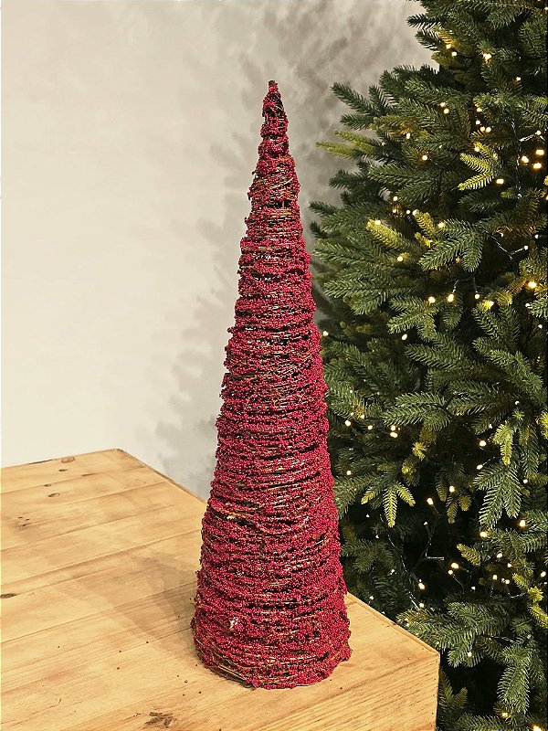 ÁRVORE CONE ARAMADA MICRO BERRY VERMELHA 60CM