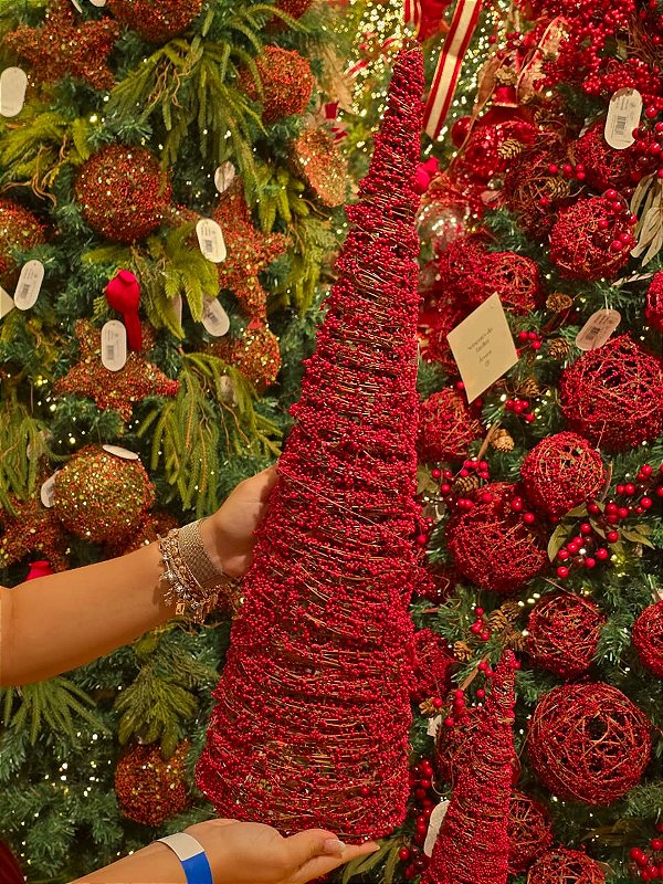 ÁRVORE CONE ARAMADA MICRO BERRY VERMELHA 60CM - PRÉ VENDA 2026
