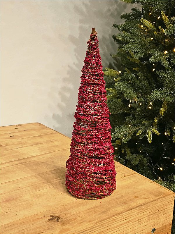ÁRVORE CONE ARAMADA MICRO BERRY VERMELHA 40CM