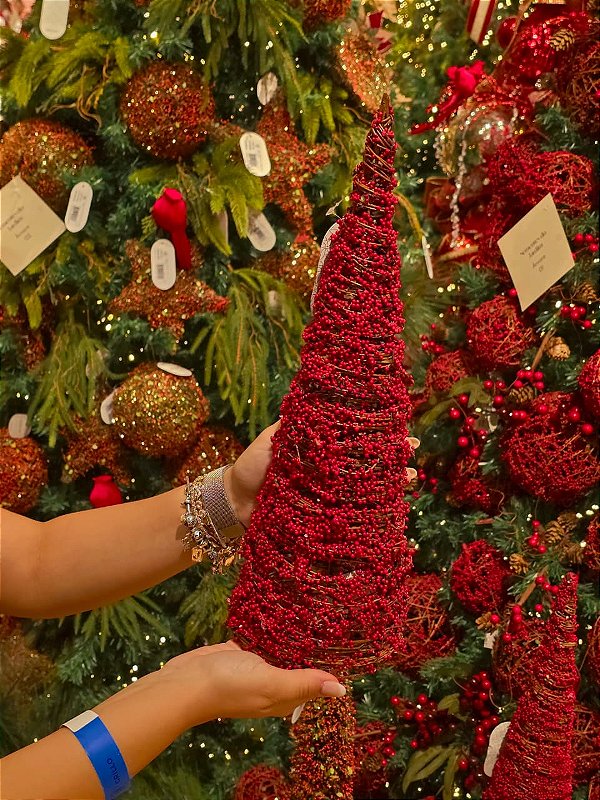 ÁRVORE CONE ARAMADA MICRO BERRY VERMELHA 40CM - PRÉ VENDA 2026