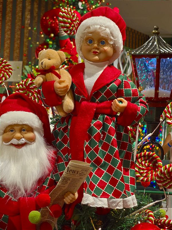 MAMÃE NOEL EM PÉ VERDE E VERMELHO 46CM - PRÉ VENDA 2026