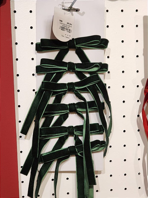 KIT 6 LAÇOS DESMAIADO VERDE VELUDO 12,5X24CM - PRÉ VENDA 2026