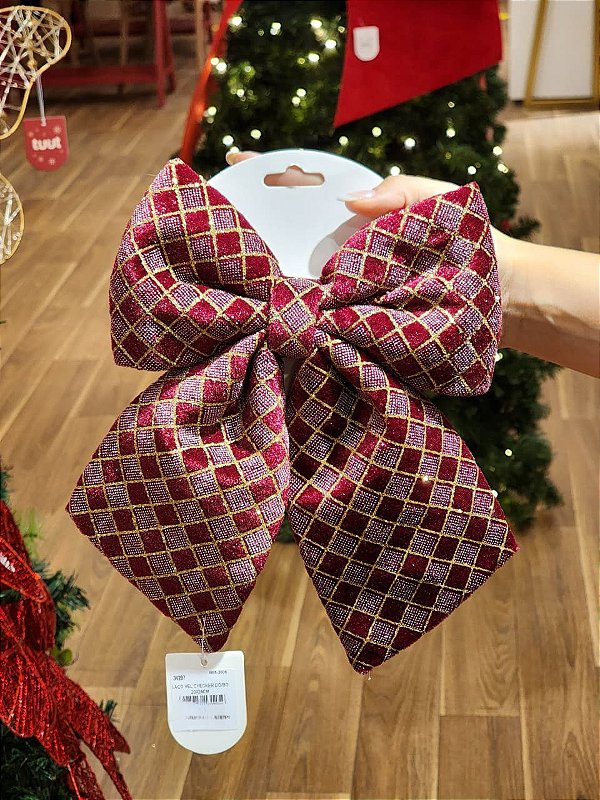 LAÇO CHECKER BORDO E VERMELHO 20X24CM - PRÉ VENDA 2026